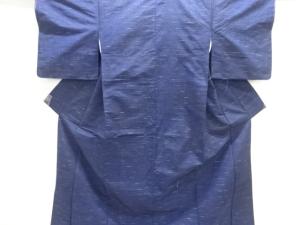 未使用品　乱れ格子模様織出し手織り紬着物